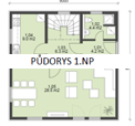 VS DOMY a.s. - energeticky sporn dm PARVUS II - pdorys 1NP